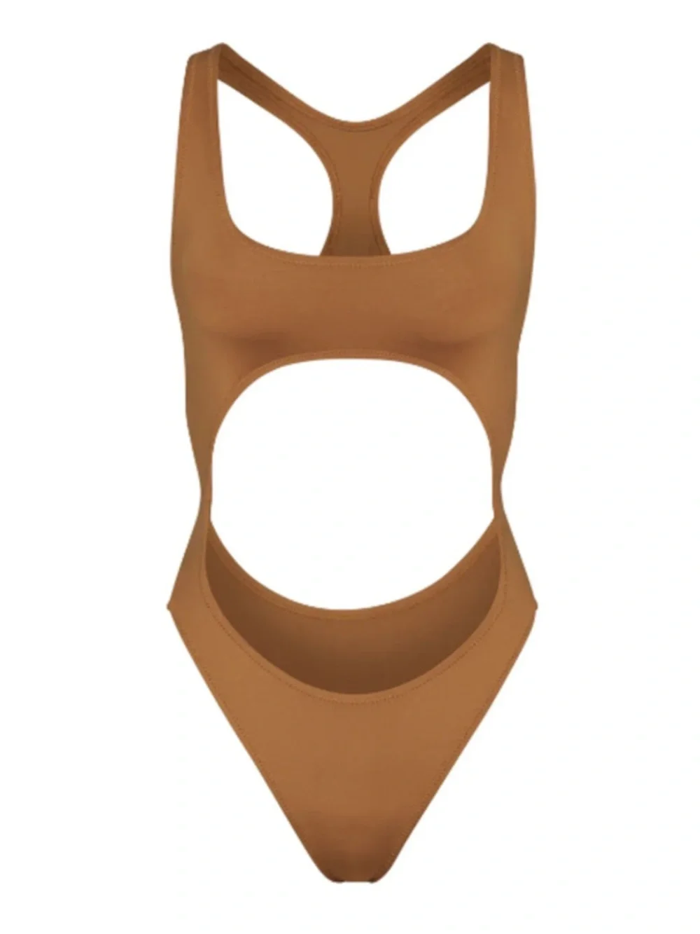 SKIMS Women’s Signature Swim Cut Out Monokini One Piece Swimsuit Sz M Almond NWT